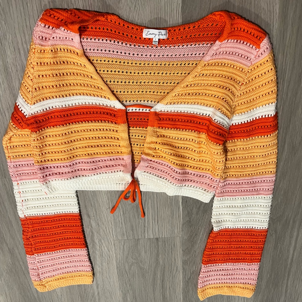 Emory Park Striped Crochet Top